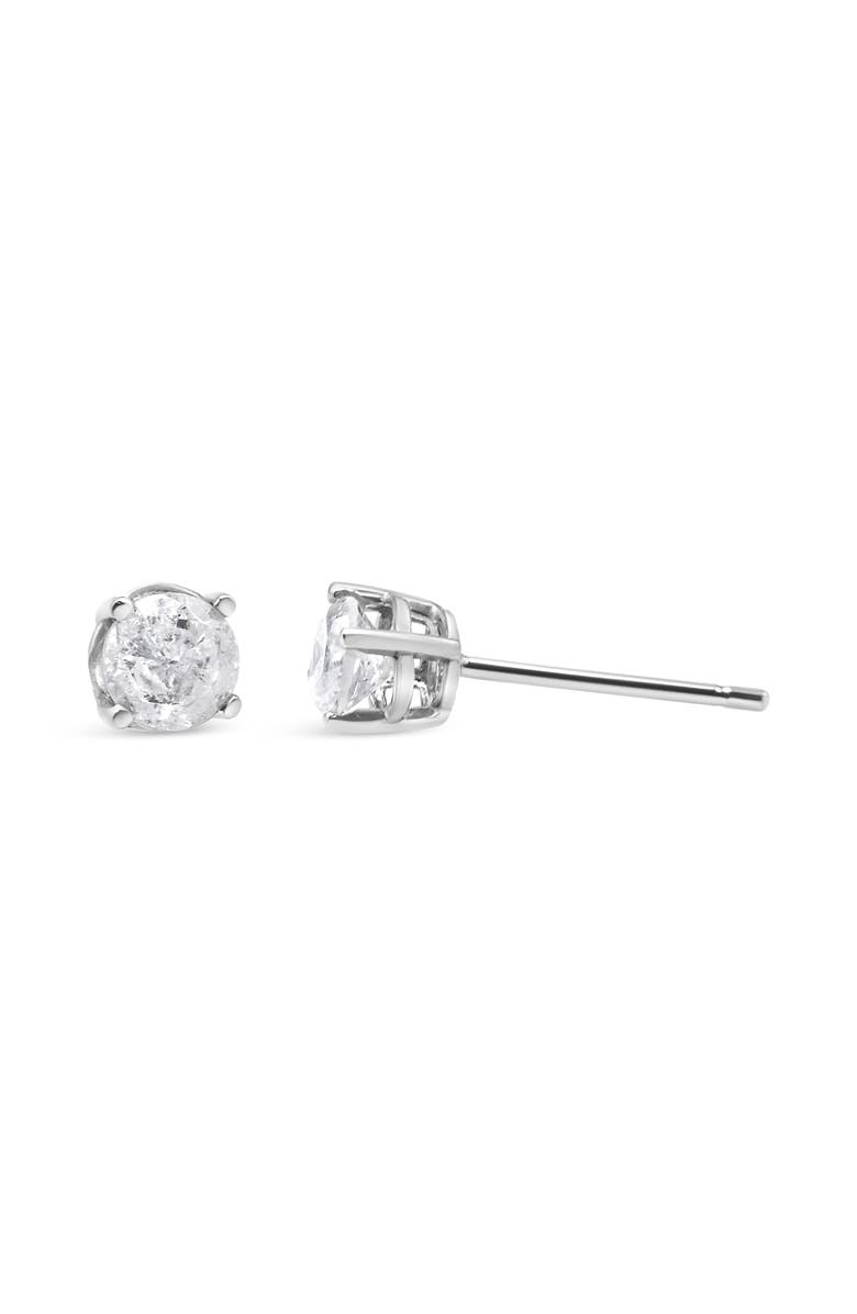 Haus of Brilliance Silver 3/4 Ct Round"Salt and Pepper" Diamond Classic Stud Earrings, Alternate, color, White