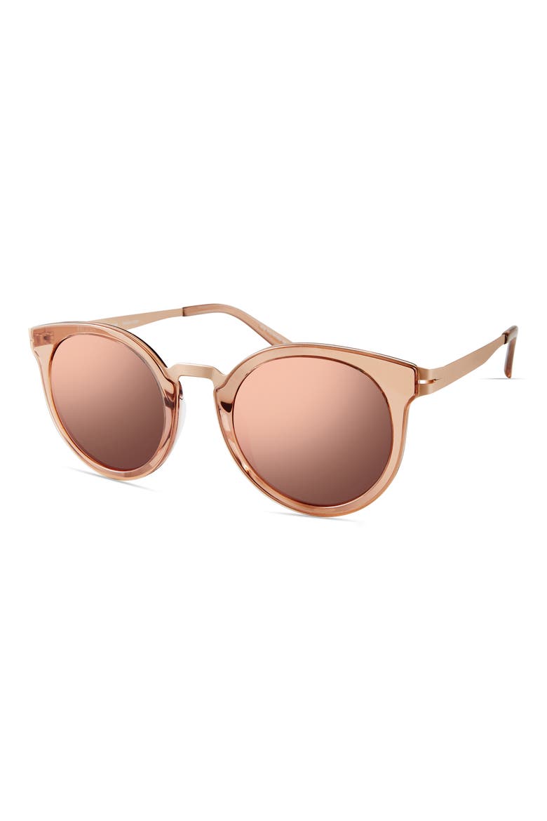 Round Sunglasses, Alternate, color, MATTE BEIGE