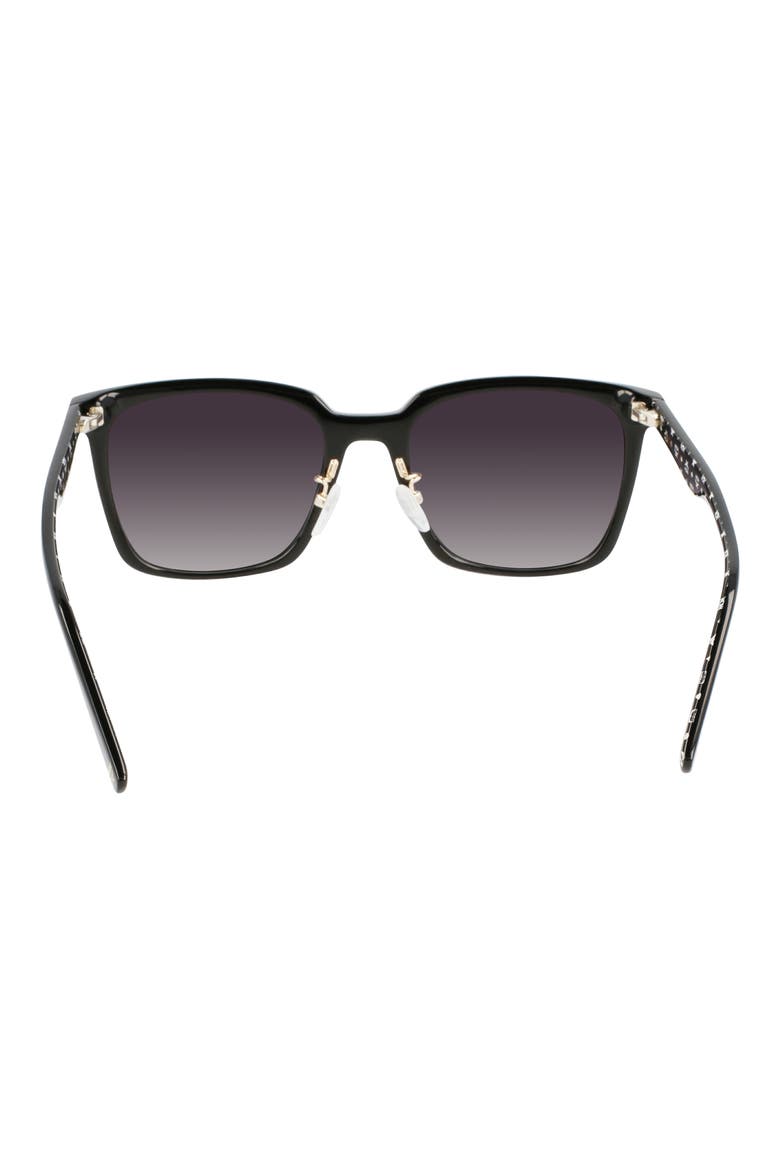 56mm Rectangular Sunglasses, Alternate, color, BLACK
