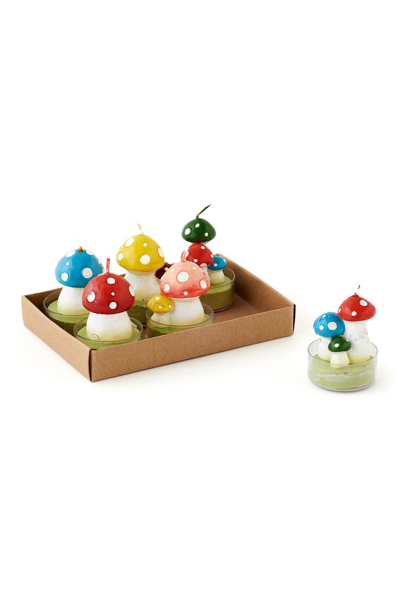 Set of 6 Mushroom Tealights, Main, color, NO COLOR
