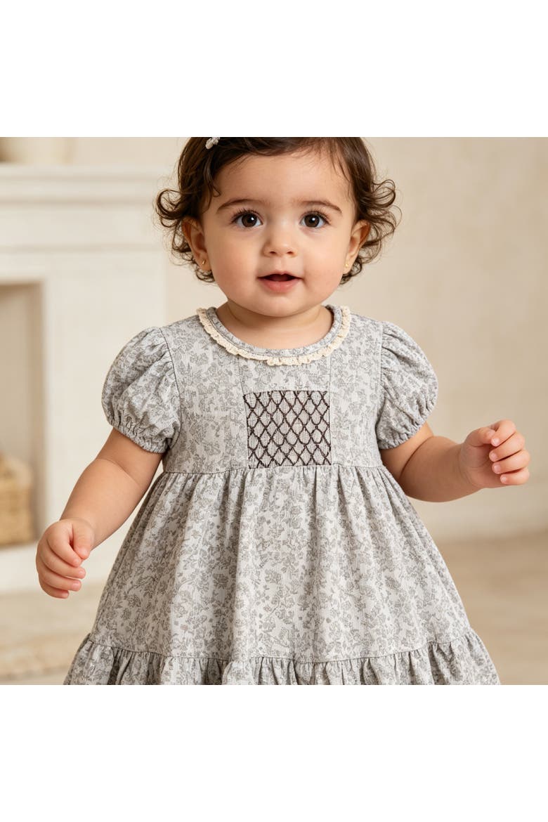 Floral Smocked Dress, Alternate, color, Brown