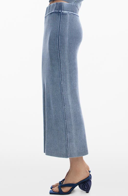 Desigual Rib Maxi Skirt In Blue
