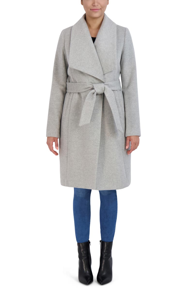 cole haan signature tie waist wool blend wrap coat