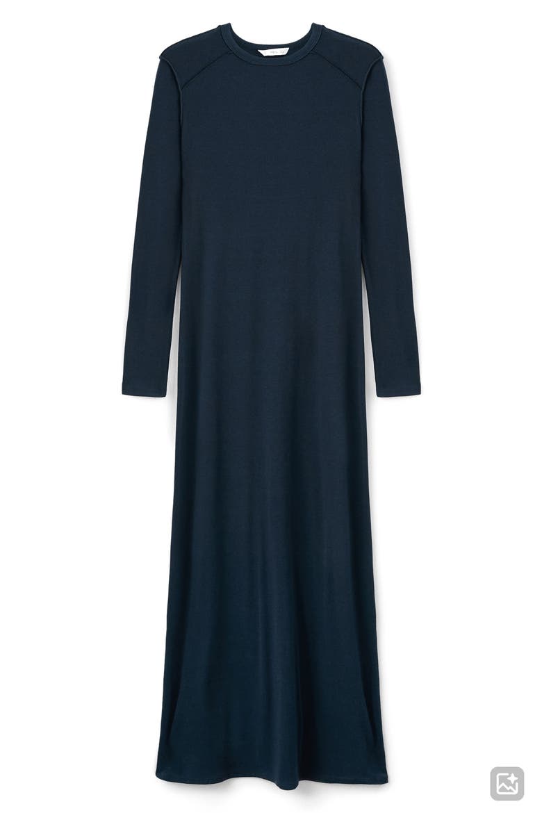 Plain Long Sleeve Maxi Dress, Alternate, color, NAVY