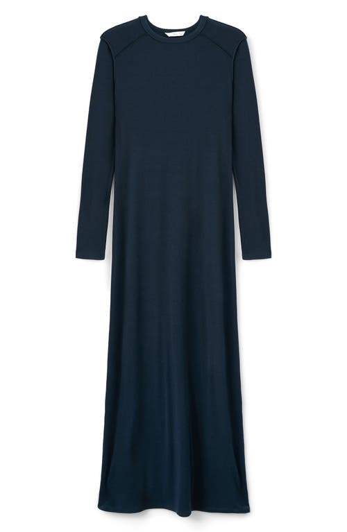 Mango Teen Plain Long Sleeve Maxi Dress In Blue
