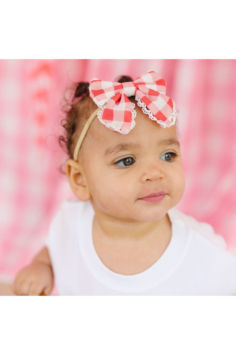 Red Gingham Bow Baby Headband, Alternate, color, Red