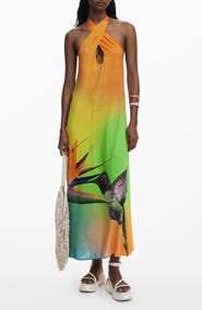 Desigual Halter Maxi Cover-Up Dress