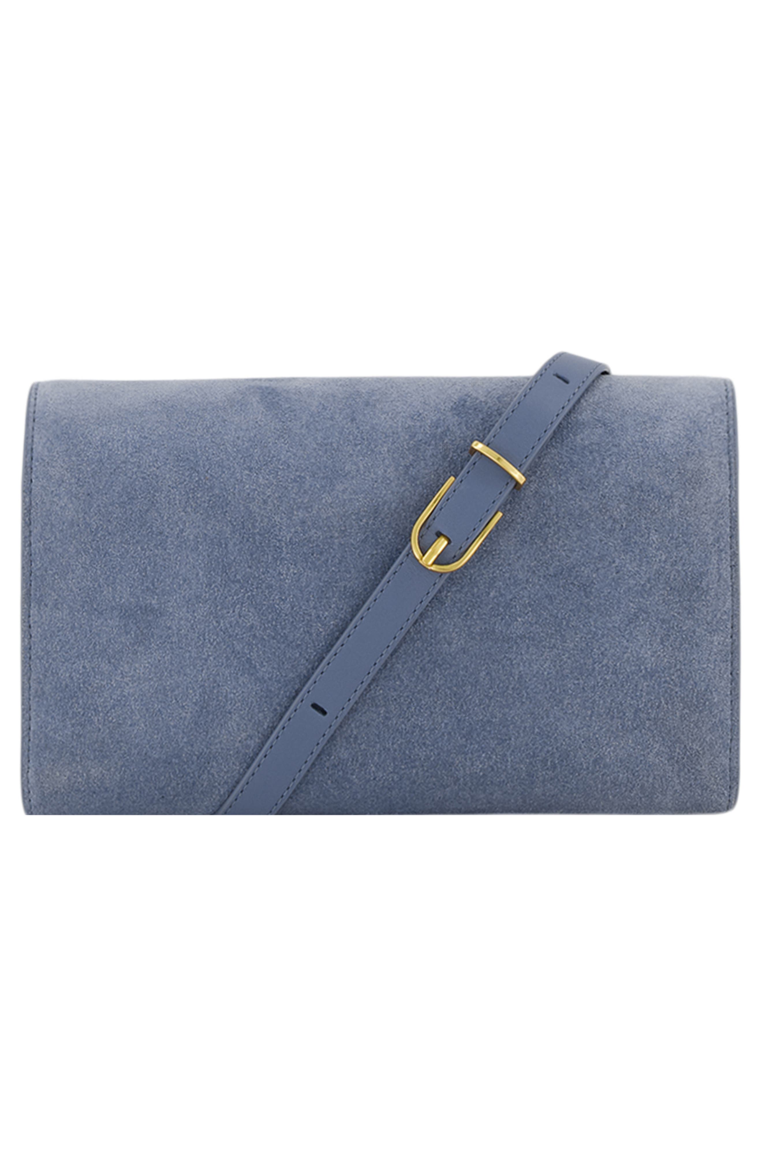 Suede Wallet on a Strap, Alternate, color, AZUL
