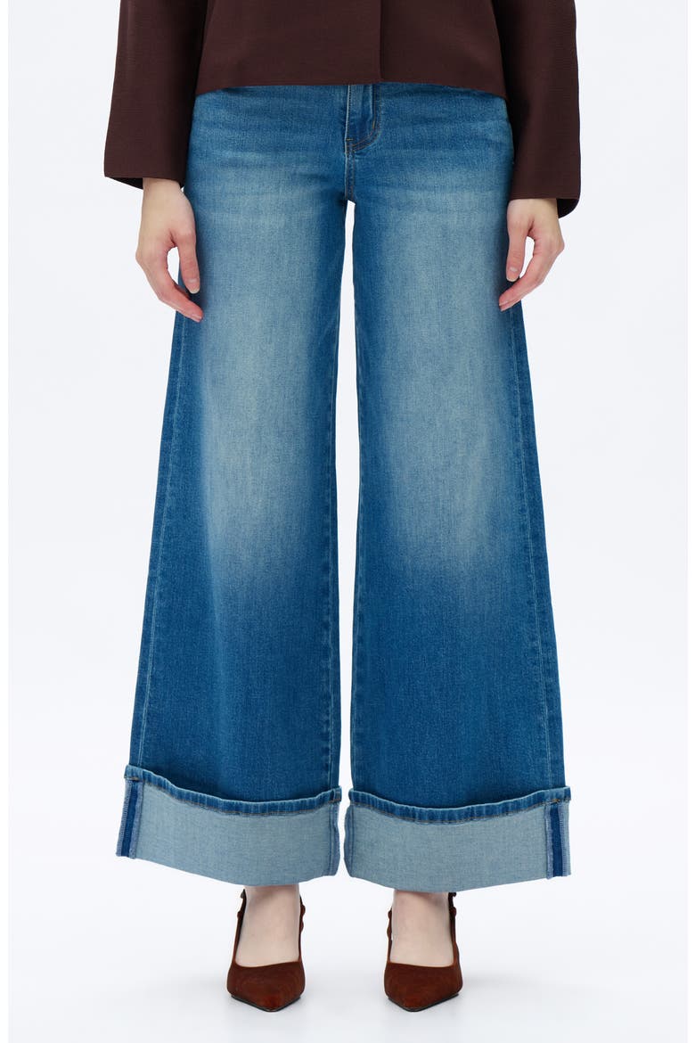 Cuffed Wide Leg Jeans, Main, color, MEDIUM BLUE