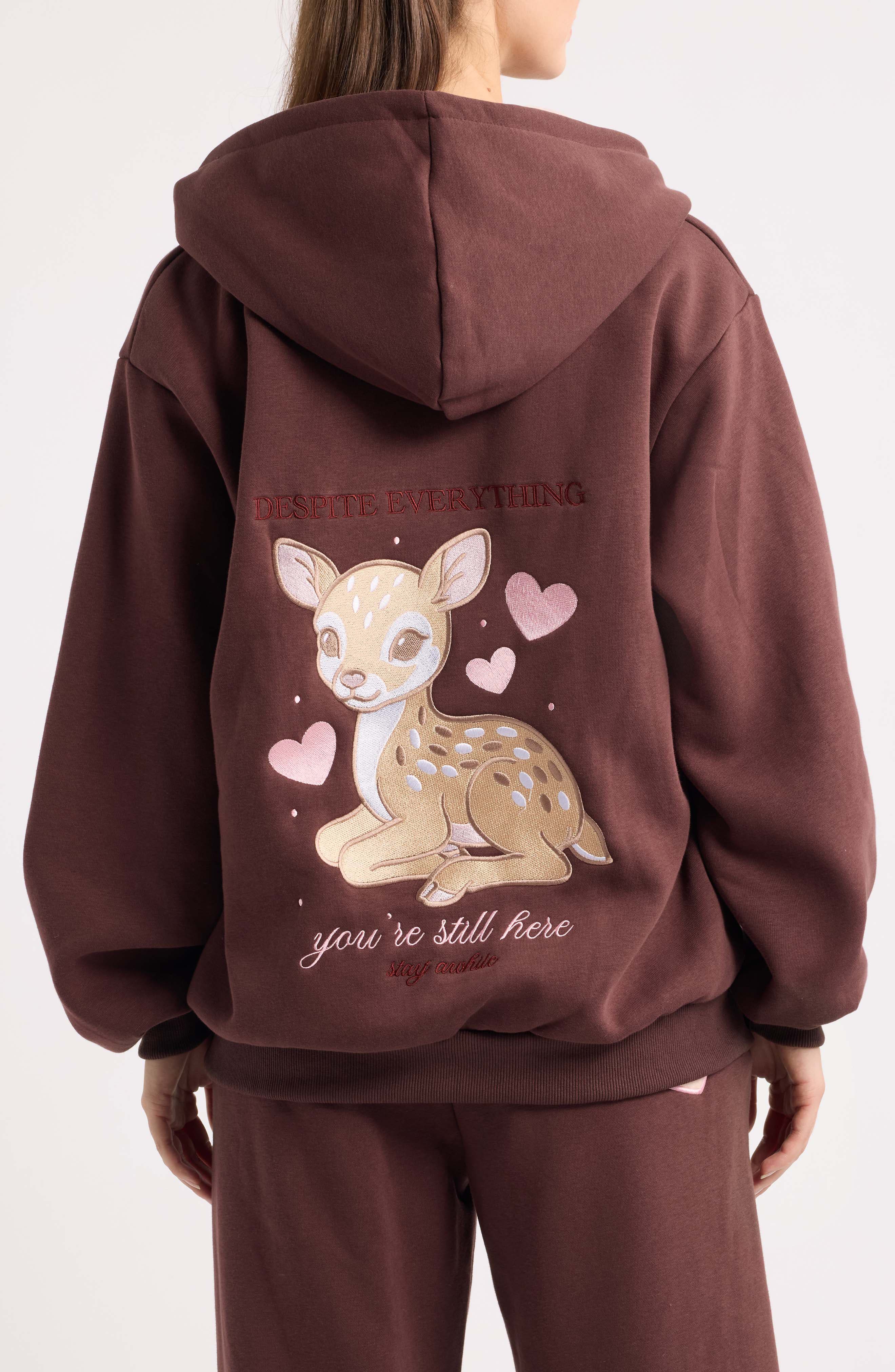 HAPPY CAMP3R Fawn Love Full Zip Hoodie (Women) | Nordstrom