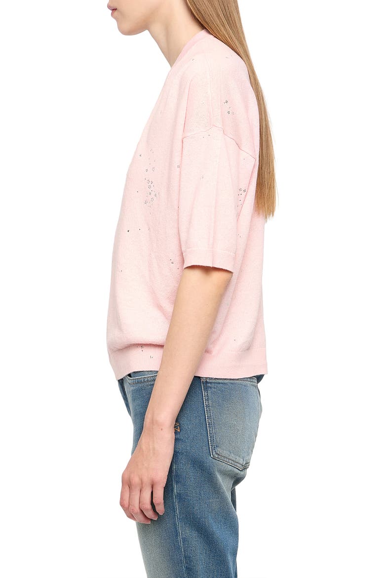 Wully Lico Embellished Linen Blend V-Neck Sweater, Alternate, color, BEBE