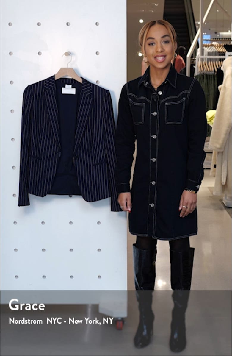 Jaxtina Stretch Wool Pinstripe Jacket, sales video thumbnail
