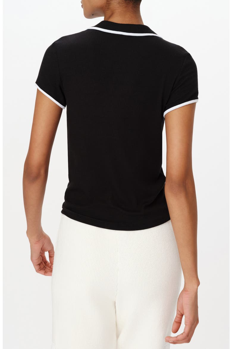 Tipped Johnny Collar Polo, Alternate, color, BLACK