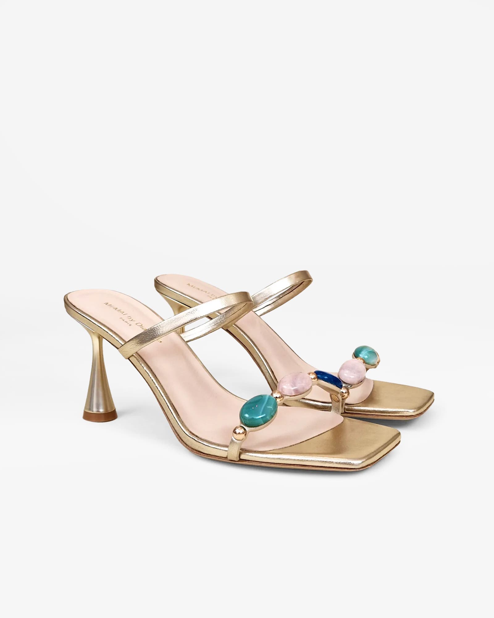 Naxos Cabochon Embellished Mule Sandals, Alternate, color, Gold