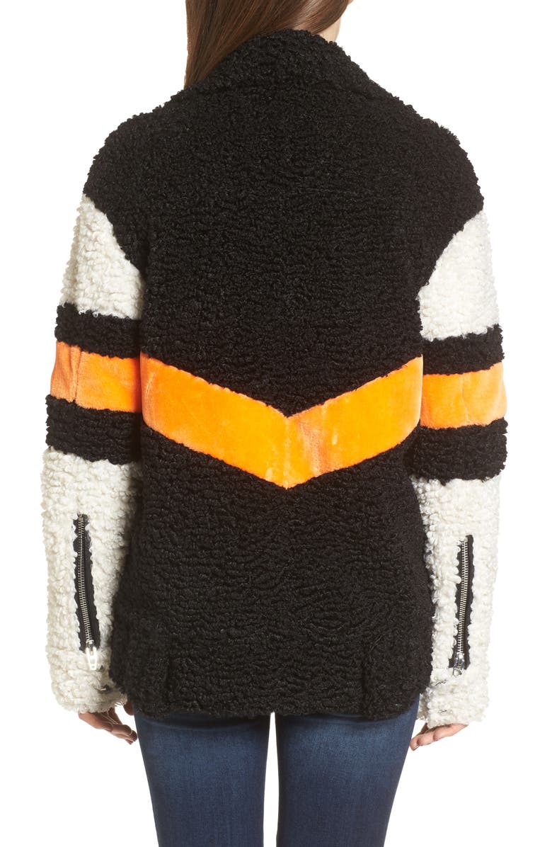 BLANKNYC Stripe Faux Shearling Jacket, Alternate, color, 