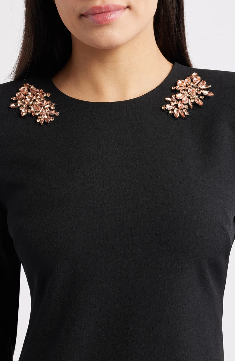 Anne Klein Rhinestone Long Sleeve Sheath Dress, Alternate, color, Anne Black