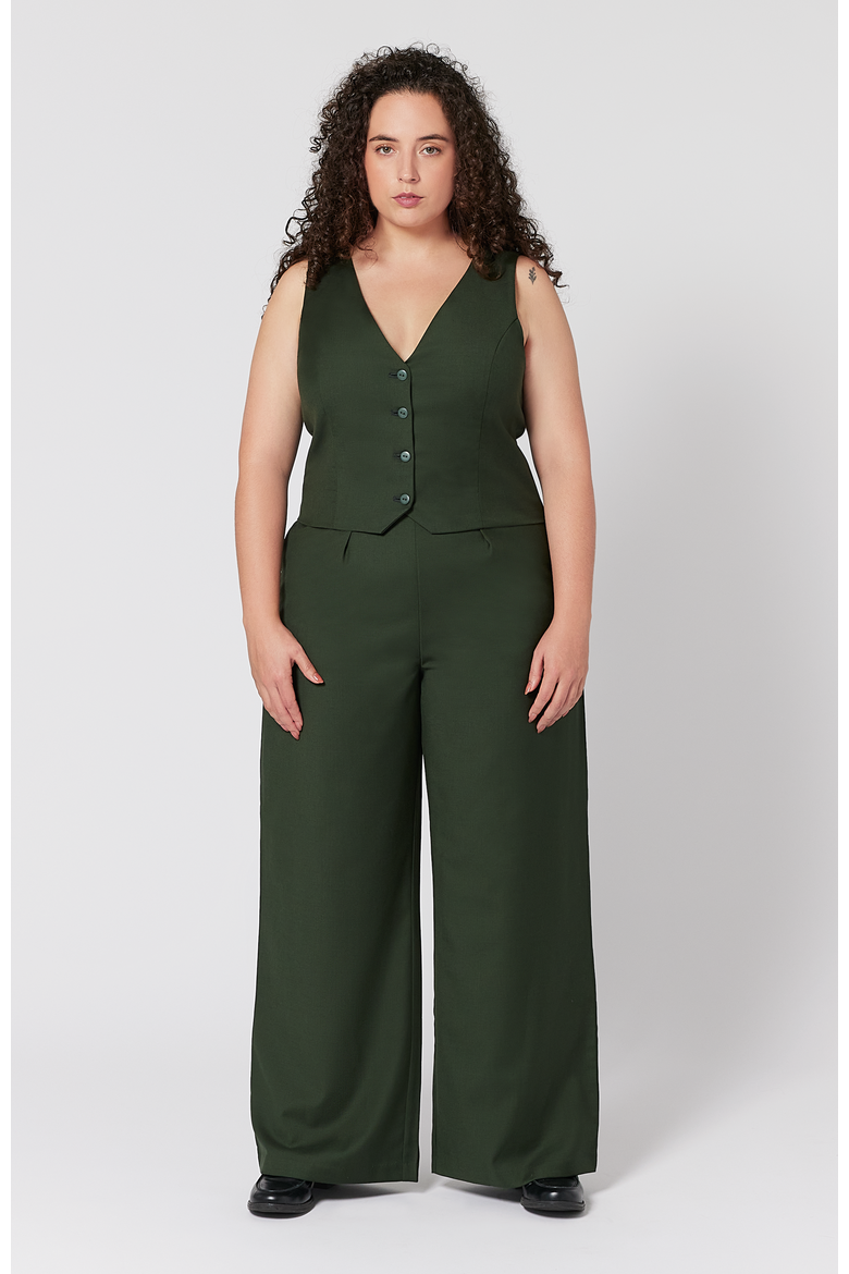 The Wool Wide Leg Pant For Full Hips And Thighs, Alternate, color, Green