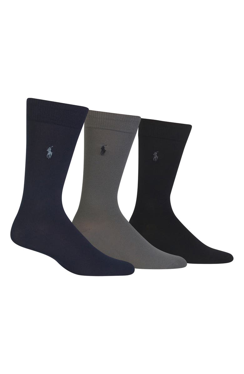 Polo Ralph Lauren Assorted 3-Pack Supersoft Socks, Main, color, Navy Multi