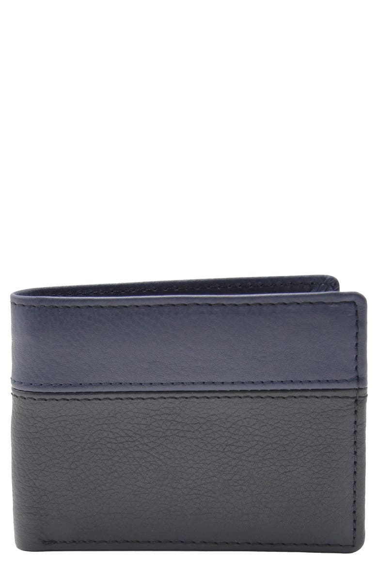Robert Graham Two Tone Bifold Leather Wallet, Main, color, Black/ Navy
