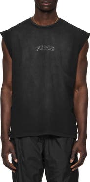 PURPLE BRAND Textured Logo Cotton Muscle Tee