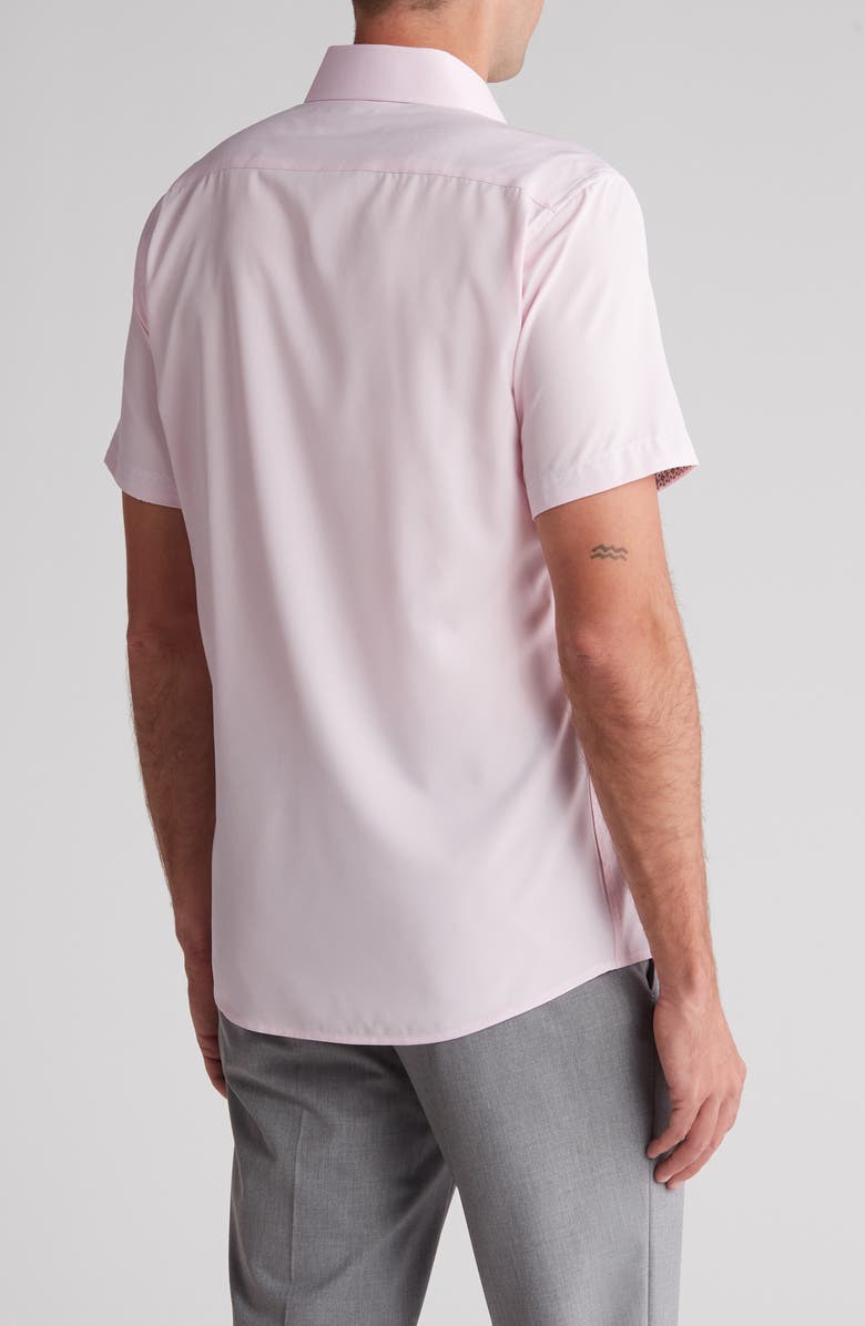 TOM BAINE Slim Fit Performance Short Sleeve Button-Up Shirt, Alternate, color, Light Pink