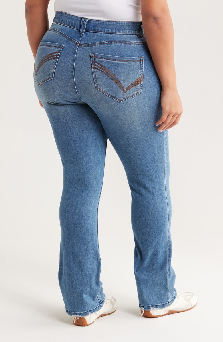 Democracy Distressed Hem Itty Bitty Bootcut Jeans, Alternate, color, Mid Blue