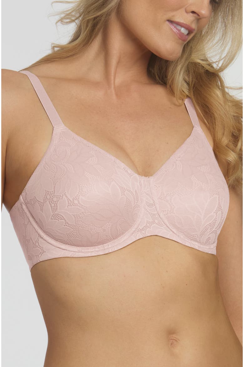 Jacqueline Seamless Jacquard Minimizer Bra, Alternate, color, Blush Rose