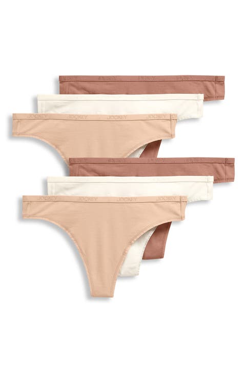 Womens Organic Cotton Stretch Thong - 6 Pack