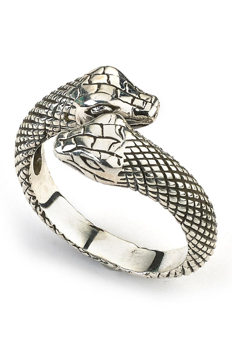 18K Yellow Gold & Sterling Silver Snake Bypass Ring, Main, color, SILVER