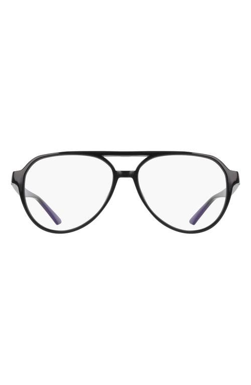 Nike Vital Drift 57mm Aviator Blue Light Blocking Reading Glasses In Black