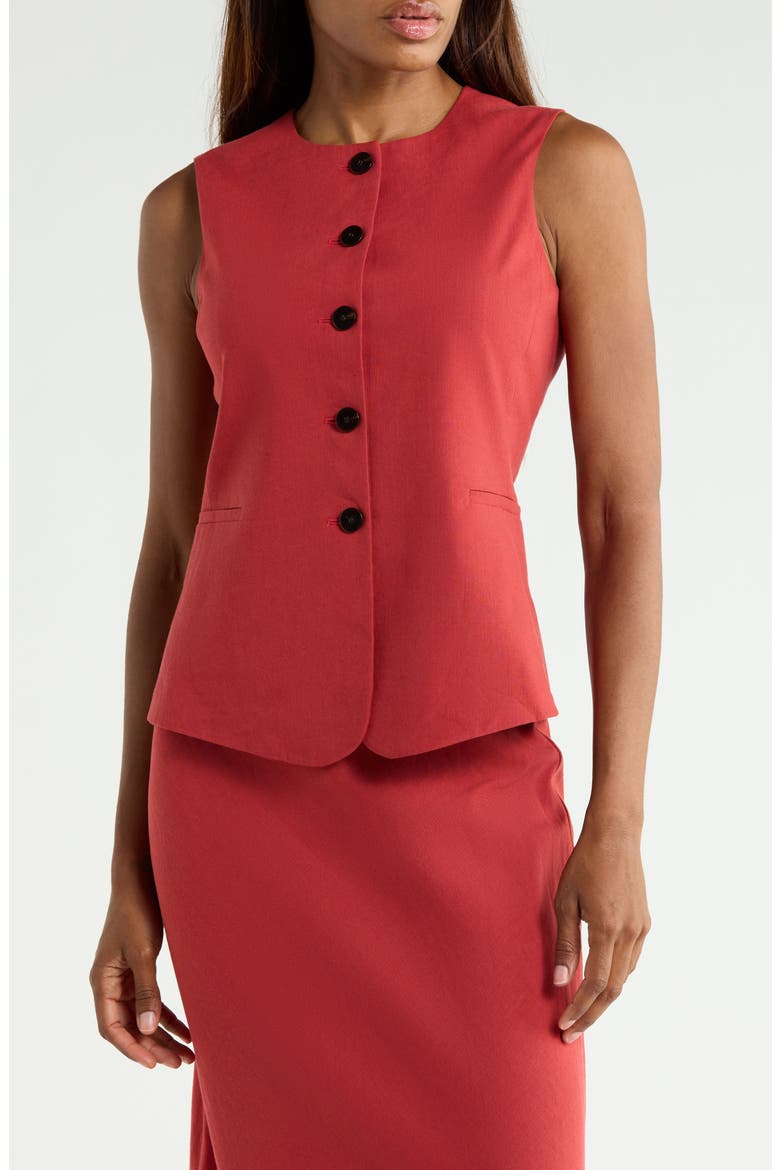 Crewneck Linen Blend Vest, Main, color, CHERRY RED