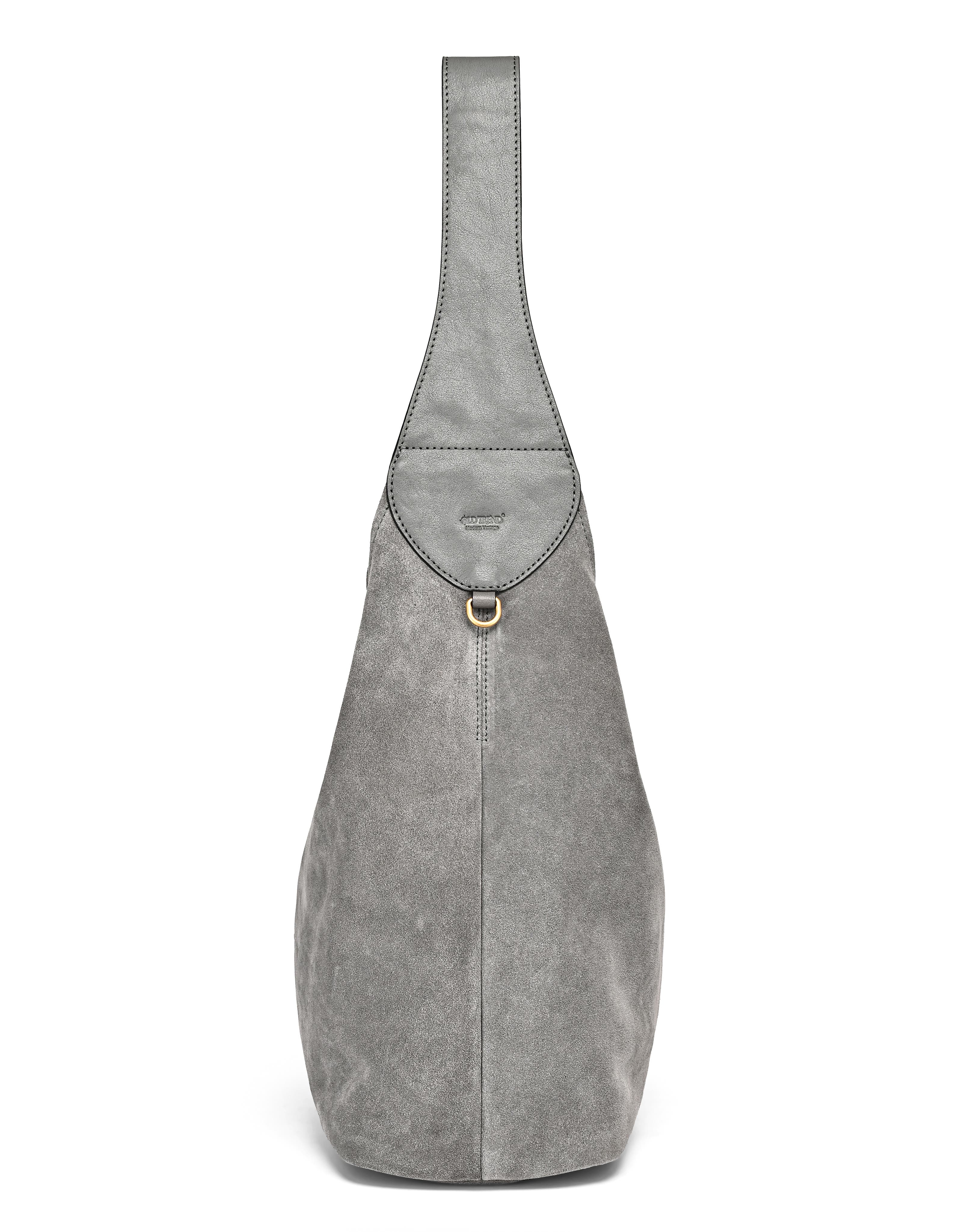 OLD TREND Hydrangea Genuine Leather Suede Classic Hobo Bag, Alternate, color, Grey