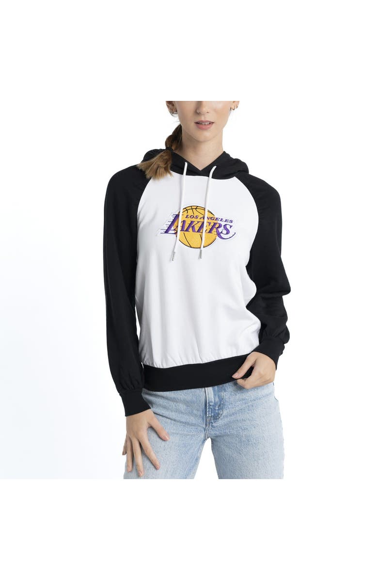 LUSSO Women's Lusso White Los Angeles Lakers Marlowe Tri-Blend Raglan Pullover Hoodie, Main, color, White