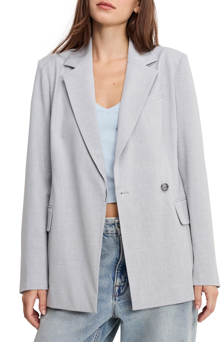 Good American Essential Belted Suit Blazer, Alternate, color, Crosshatch Grey