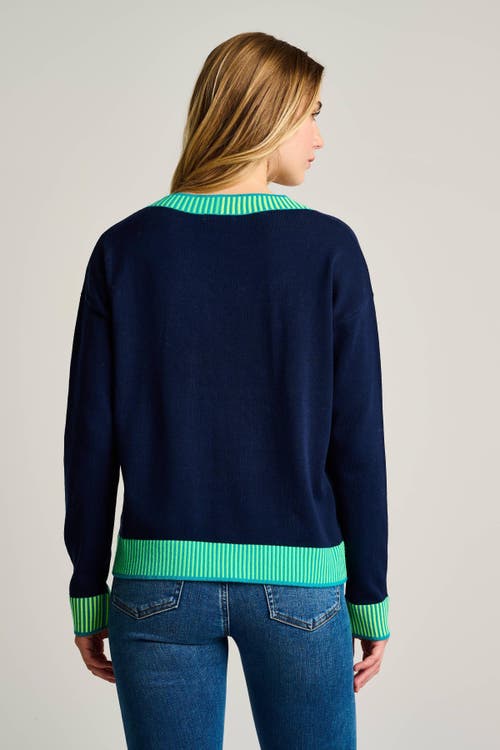 Lisa Todd Ribbed V-neck Cotton Sweater In Blue