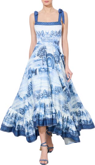 Alice + Olivia Rosalee Mixed Print Tie Strap Stretch Cotton