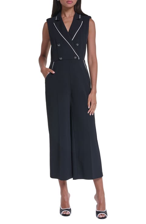 Contrast Piping Detail Scuba Crepe Jumpsuit