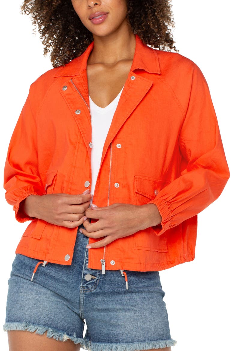 Raglan Sleeve Linen Blend Jacket, Alternate, color, CLEMENTINE