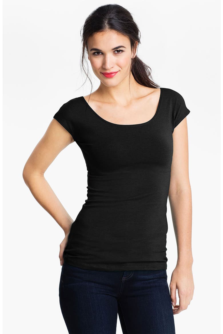 Cap Sleeve Tee, Main, color, BLACK