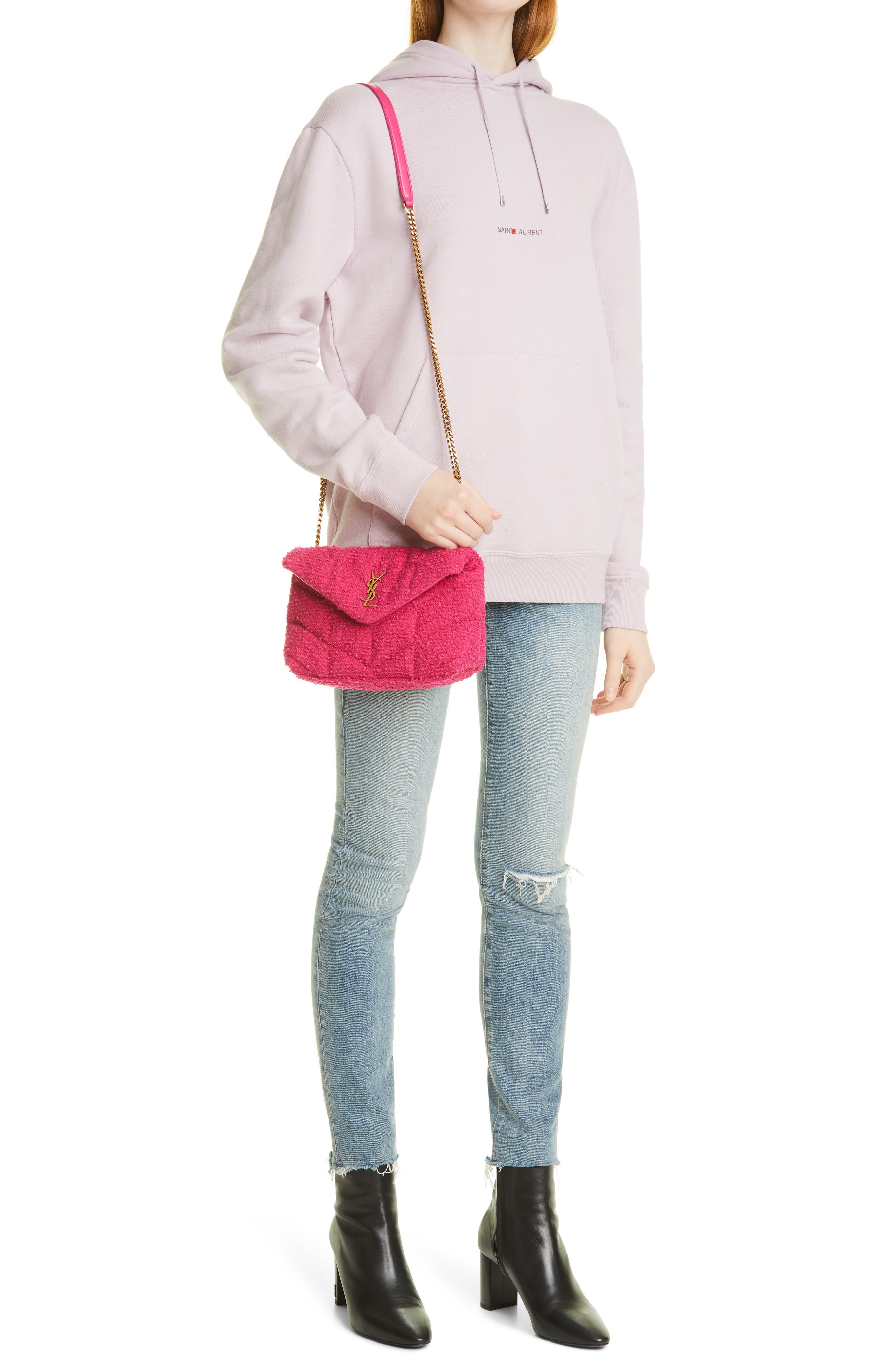 Saint Laurent Toy Lou Bouclé Puffer Bag, Alternate, color, 