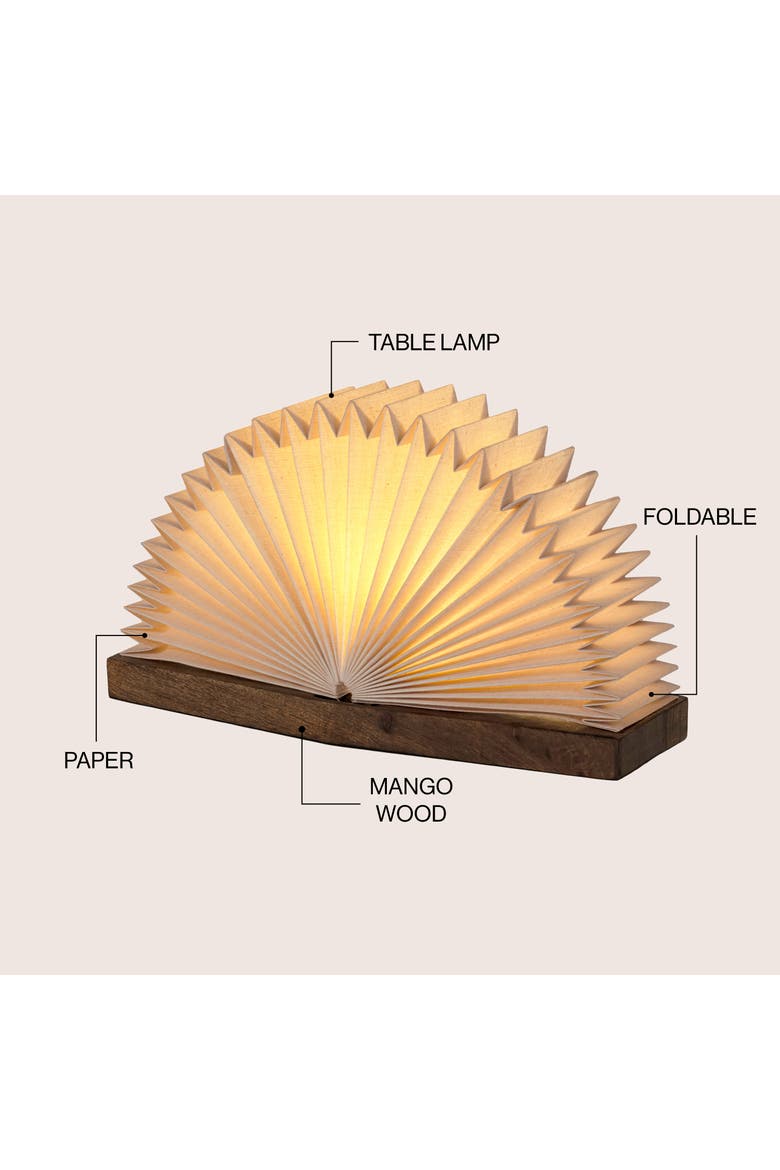 Darla Modern Art Deco Paper Half Pleated Fan LED Table Lamp, Natural, Alternate, color, Natural - 9.6"