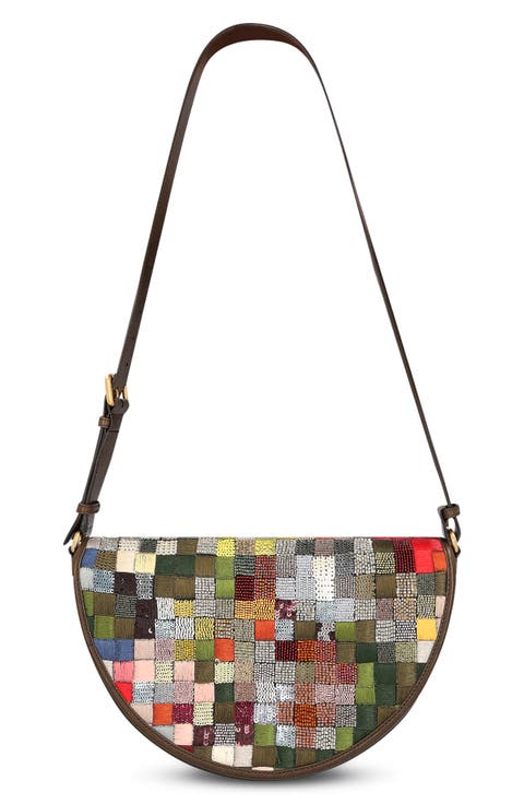Embellished Silk & Viscose Shoulder Bag