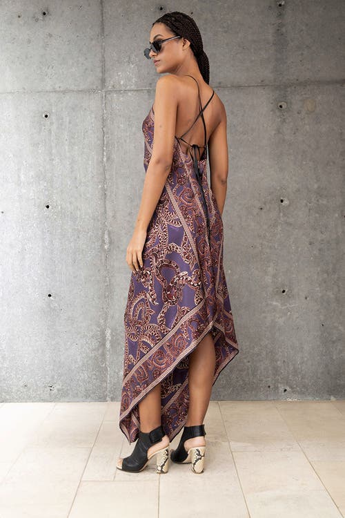 Monzlapur Silk Snake Scarf Maxi Dress In Brown