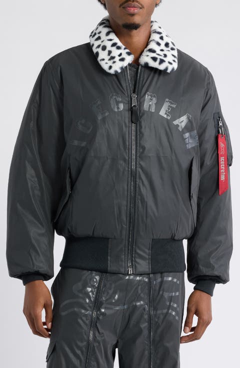 Reversible Bomber Jacket with Removable Faux Fur Collar