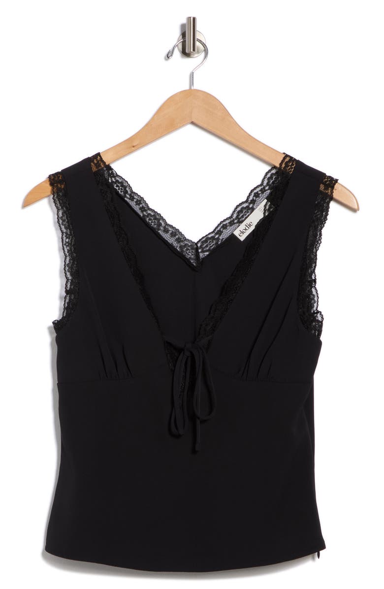 Elodie V-Neck Lace Trim Top, Alternate, color, Black