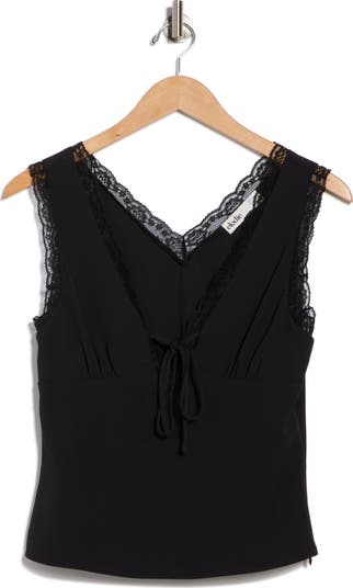 V-Neck Lace Trim Top