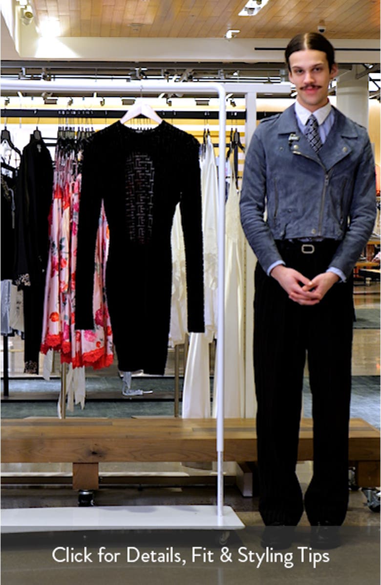 Monogram Jacquard Open Back Long Sleeve Devoré Velvet Body-Con Minidress, sales video thumbnail