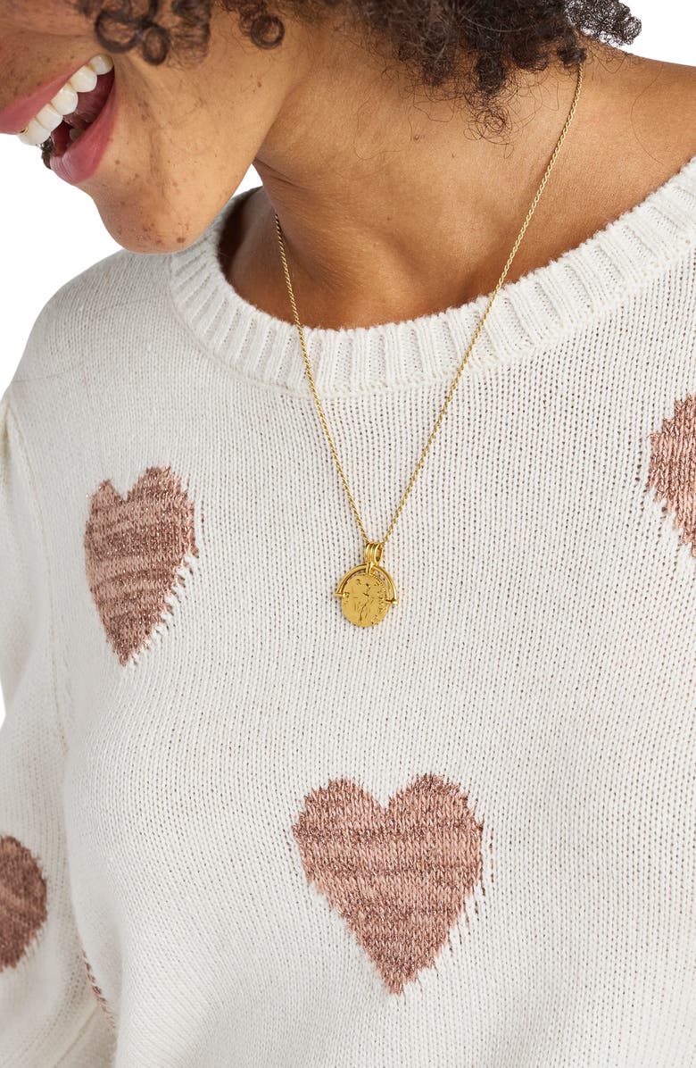Splendid Annabelle Metallic Heart Sweater, Alternate, color,
