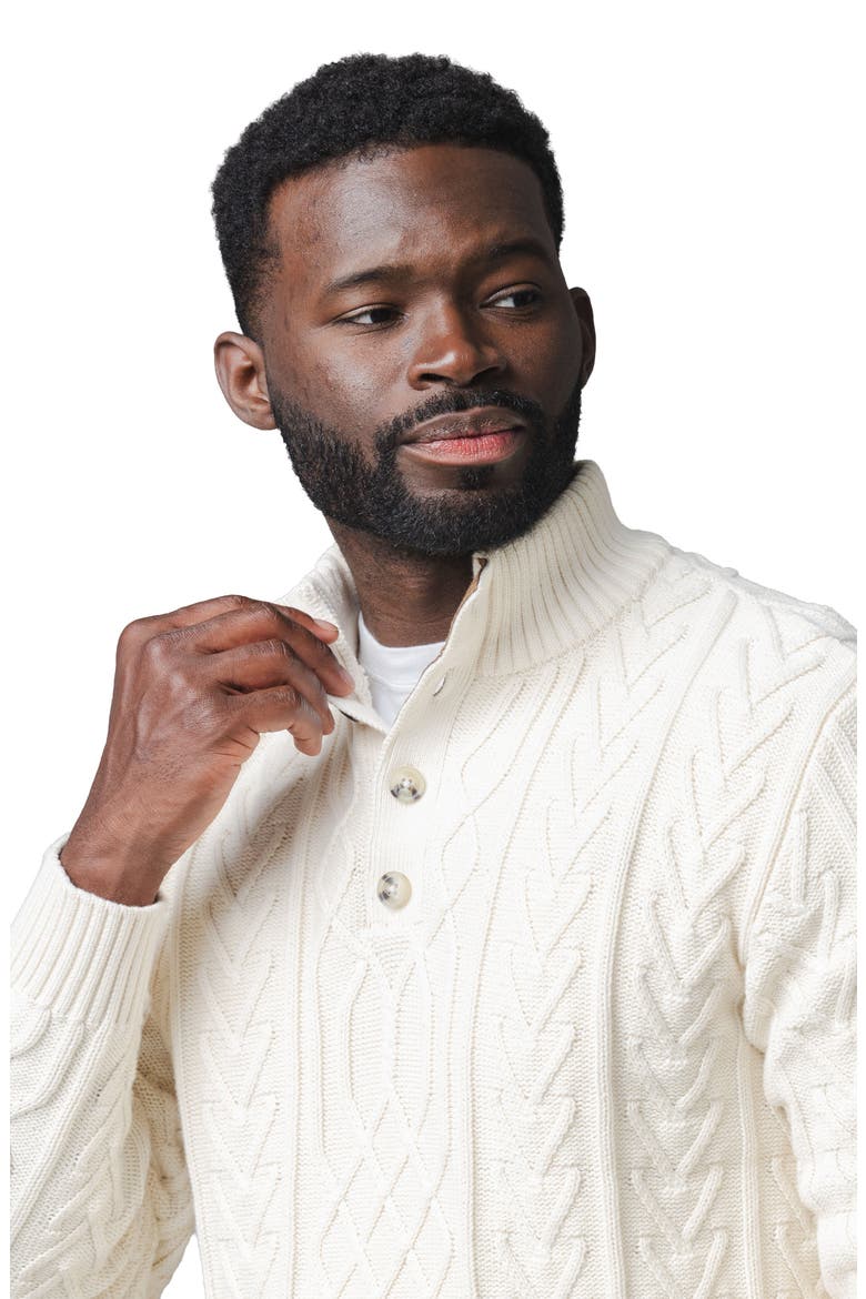 Organic Mock Neck Cable Sweater, Alternate, color, Ivory Twist Cable