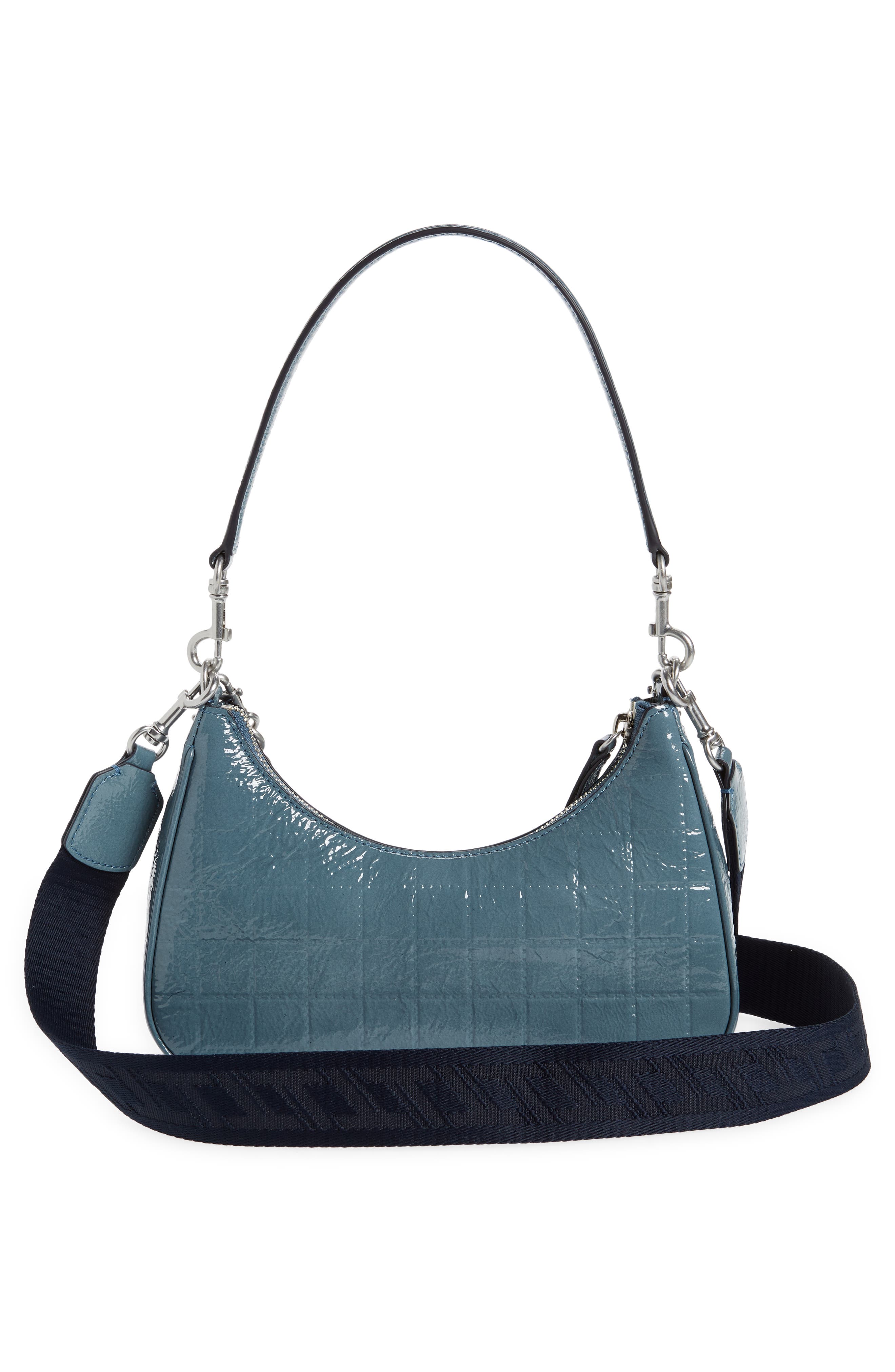 Tory Burch 151 Mercer Patent Quilt Small Crescent Bag, Alternate, color, 